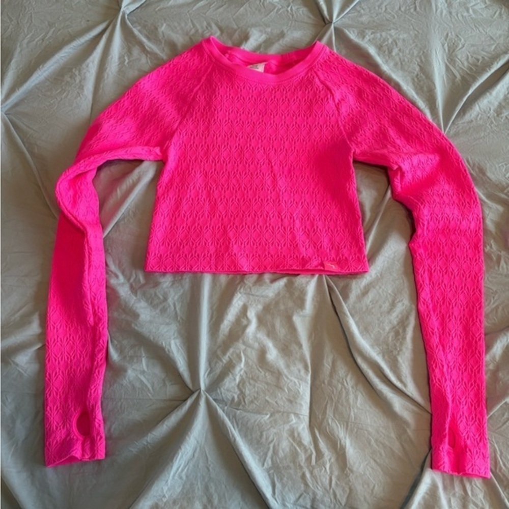 EUC JoyLab Pink Textured Cropped Workout Top Size S